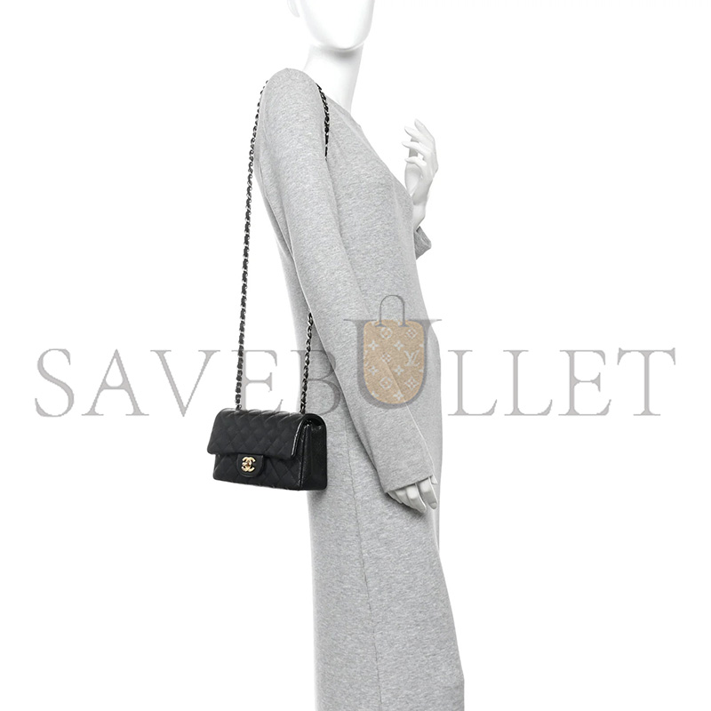 Ch**el MASTER CAVIAR QUILTED MINI RECTANGULAR FLAP BLACK (20*12*6cm)